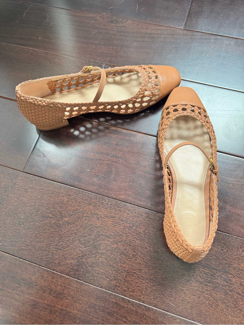 Boden Penelope Mary Jane Flats Tan Weave size US 9/EU 40 - Picture 3 of 5